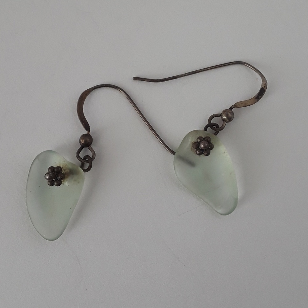 Light Blue/Teal Seaglass Earrings